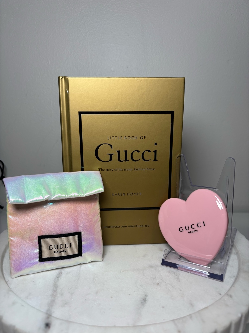 Gucci Pink Heart Mirror & Little Book of Gucci